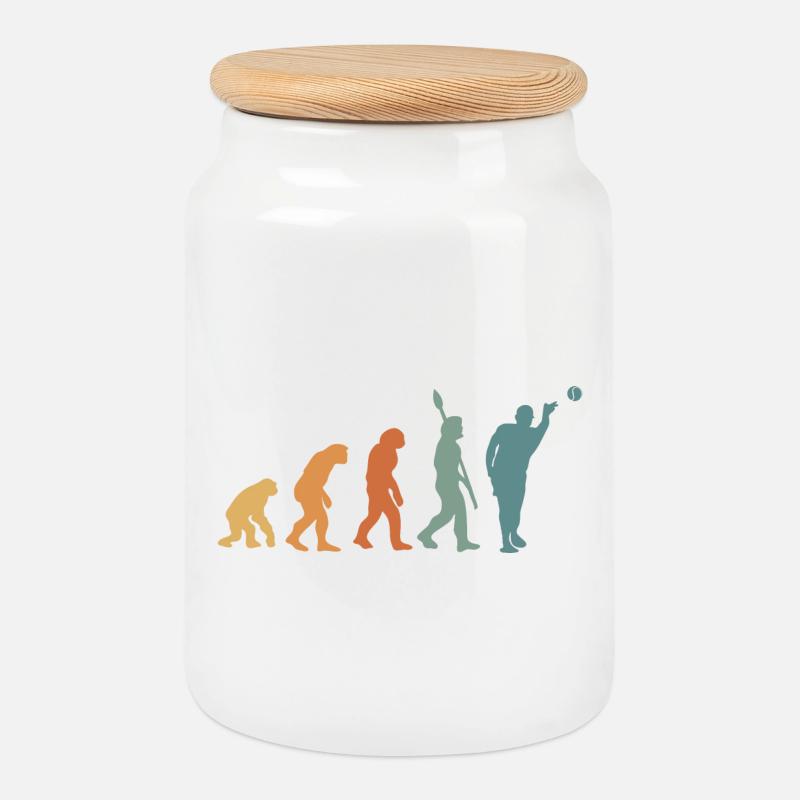 Pétanque Evolution Retro - Cookie Jar with Wooden Lid - white