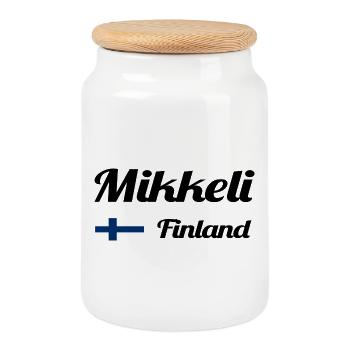Mikkeli Finnland - Stylische Drucke - Keksdose mit Holzdeckel - Weiß - Vorne