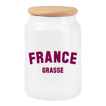 GRASSE France France - Boîte à biscuits avec couvercle en bois - blanc - Devant