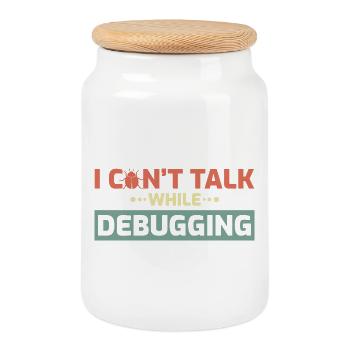 I Can't Talk While Debugging - Keksdose mit Holzdeckel - Weiß - Vorne