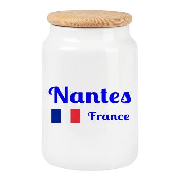 Nantes Frankreich - Stilvolle Drucke - Keksdose mit Holzdeckel - Weiß - Vorne