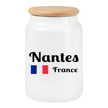 Nantes Frankreich - Stilvolle Drucke - Keksdose mit Holzdeckel - Weiß - Vorne