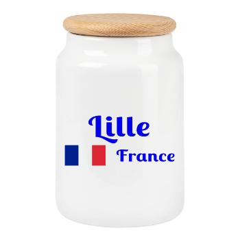 Lille Frankreich - Stilvolle Drucke - Keksdose mit Holzdeckel - Weiß - Vorne