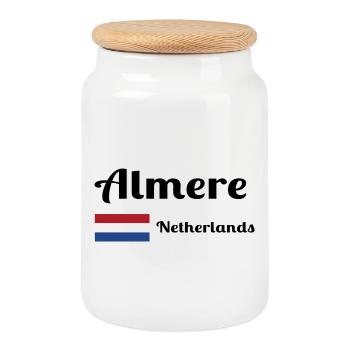 Almere Niederlande - Stilvolle Drucke - Keksdose mit Holzdeckel - Weiß - Vorne