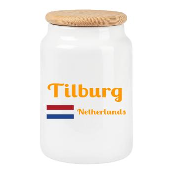 Tilburg, Pays-Bas- Imprimés élégants - Boîte à biscuits avec couvercle en bois - blanc - Devant