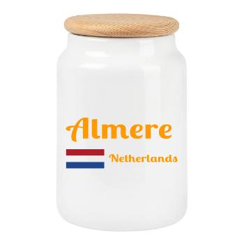 Almere Pays-Bas - Imprimés élégants - Boîte à biscuits avec couvercle en bois - blanc - Devant