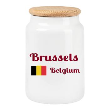 Brüssel Belgien - Stilvolle Drucke - Keksdose mit Holzdeckel - Weiß - Vorne