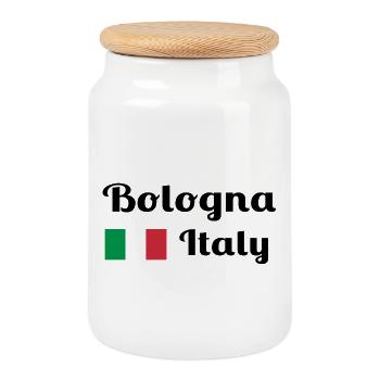Bologna Italy - Stylish prints - Cookie Jar with Wooden Lid - white - Front