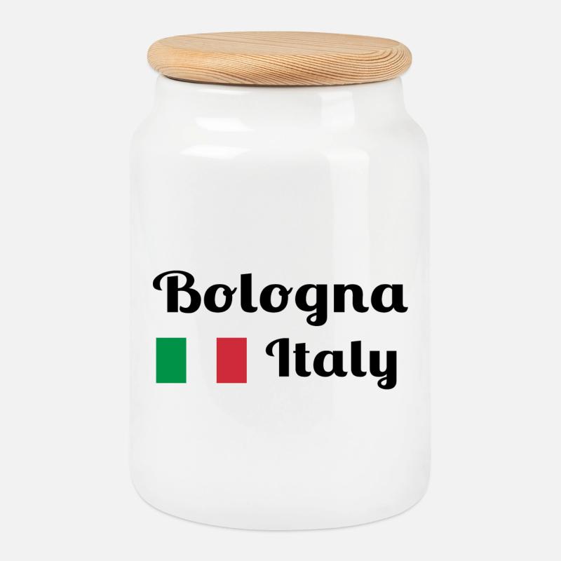 Bologna, Italien - Stilvolle Drucke - Keksdose mit Holzdeckel - Weiß