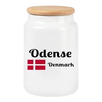 Odense, Danemark - Imprimés élégants - Boîte à biscuits avec couvercle en bois - blanc - Devant