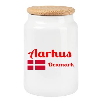 Aarhus, Danemark - Imprimés élégants - Boîte à biscuits avec couvercle en bois - blanc - Devant