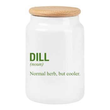 DILL - Cookie Jar with Wooden Lid - white - Front