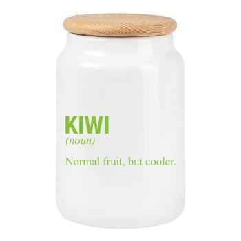 KIWI - Cookie Jar with Wooden Lid - white - Front