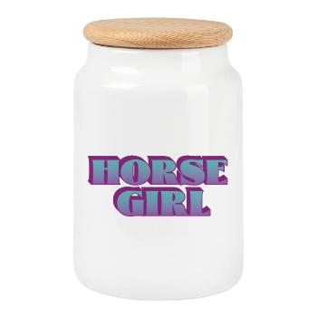 Vibrations audacieuses de fille de cheval - Boîte à biscuits avec couvercle en bois - blanc - Devant