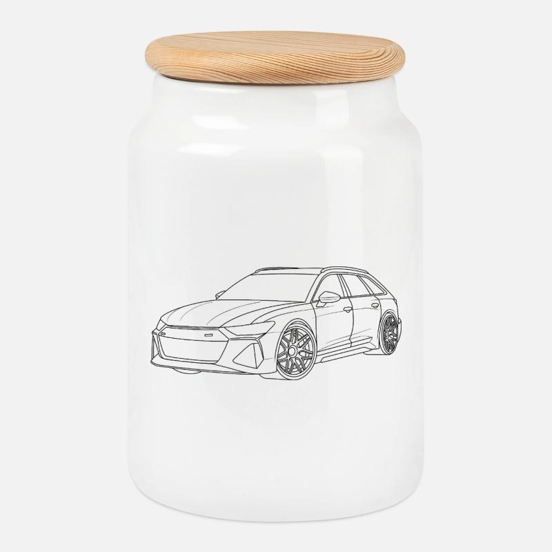 Auto Outline simpel - Keksdose mit Holzdeckel - Weiß