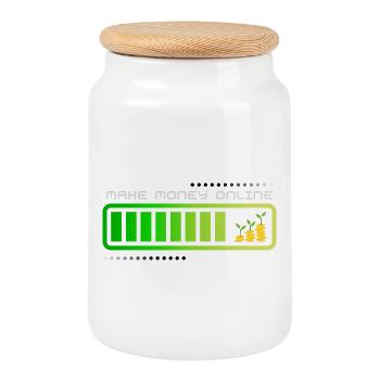 Money Maker Make Money Online Funny Gifts - Cookie Jar with Wooden Lid - white - Front