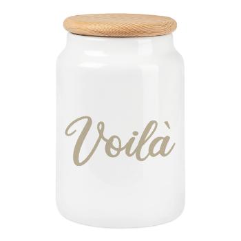 Voila Handlettered Script Design - Keksdose mit Holzdeckel - Weiß - Vorne