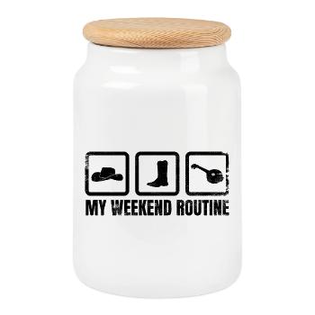 Banjo Player Weekend - Cookie Jar with Wooden Lid - white - Front