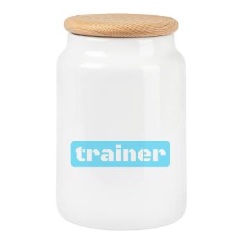 Personal Trainer Fitnesstrainer - Keksdose mit Holzdeckel - Weiß - Vorne