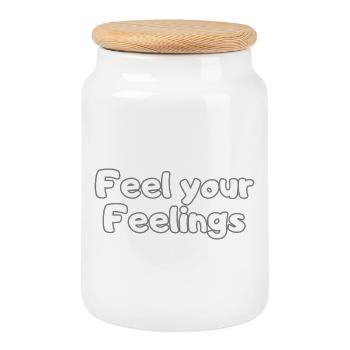 Feel Your Feelings – Selfcare Statement Shirt - Keksdose mit Holzdeckel - Weiß - Vorne