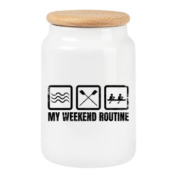 My Weekend Routine - Cookie Jar with Wooden Lid - white - Front
