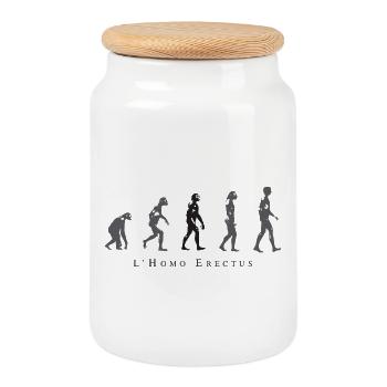 Evolution der menschlichen Haltung - Keksdose mit Holzdeckel - Weiß - Vorne