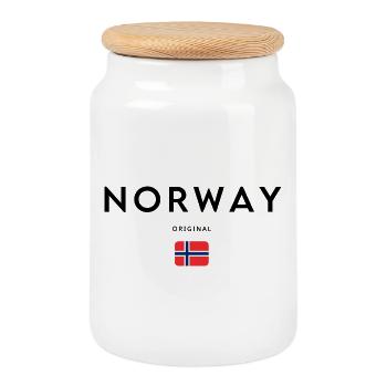 Fierté norvégienne, design minimaliste et élégant - Boîte à biscuits avec couvercle en bois - blanc - Devant