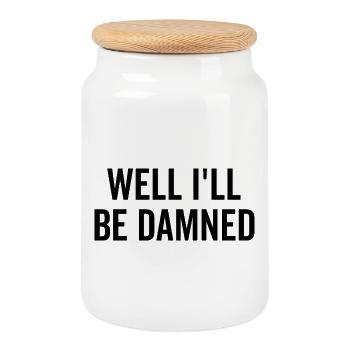 Well I’ll be Damned - Cookie Jar with Wooden Lid - white - Front