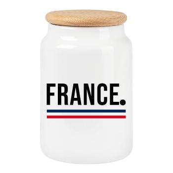 France – Minimal Streetwear Shirt - Cookie Jar with Wooden Lid - white - Front