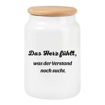 Das Herz fuehlt - Keksdose mit Holzdeckel - Weiß - Vorne