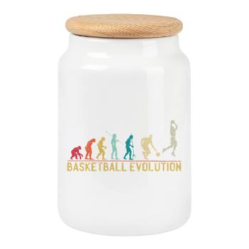 Basketball Evolution Progression Design - Cookie Jar with Wooden Lid - white - Front