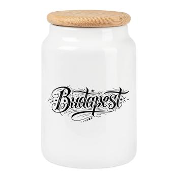 Budapest - Cookie Jar with Wooden Lid - white - Front