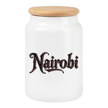 Nom de la ville de Naïrobi en style gothique - Boîte à biscuits avec couvercle en bois - blanc - Devant