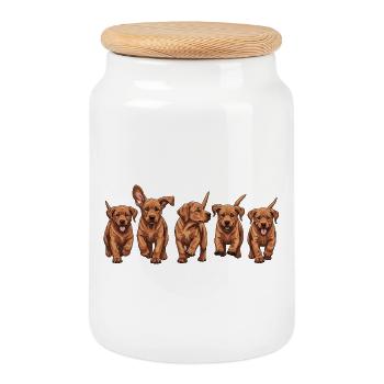 Süße  Fox red Labrador Welpen-Reihe  - Keksdose mit Holzdeckel - Weiß - Vorne