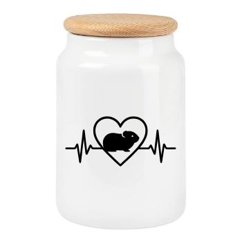 Coeur de cochon d’Inde - Boîte à biscuits avec couvercle en bois - blanc - Devant