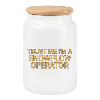 Snowplow Operator Trust Me Snow Plow Driver - Cookie Jar with Wooden Lid - white - Front