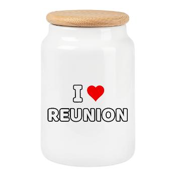 I love Reunion Island - Cookie Jar with Wooden Lid - white - Front
