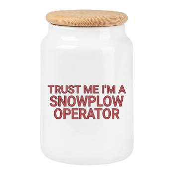 Snowplow Operator Trust Me Snow Plow Driver - Cookie Jar with Wooden Lid - white - Front