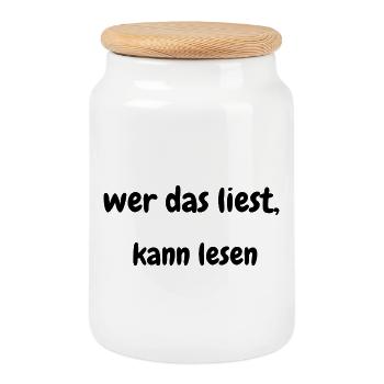 If You Read This, You Can Read – Pun Shirt - Cookie Jar with Wooden Lid - white - Front