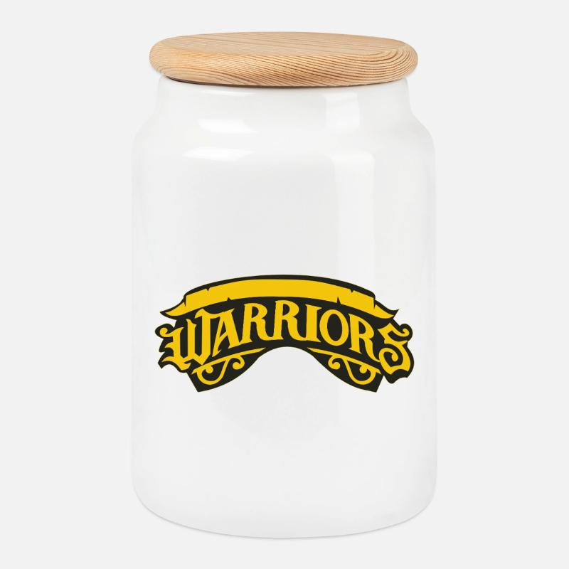 Warrior Banner - Cookie Jar with Wooden Lid - white
