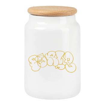 Orangene Linien-Skizze Paris Street Art Souvenir - Keksdose mit Holzdeckel - Weiß - Vorne