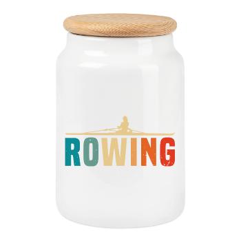 Rowing - Rudern - Ruderer - Ruderin - Keksdose mit Holzdeckel - Weiß - Vorne
