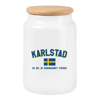 Karlstad Suède Drapeau et Royaume - Boîte à biscuits avec couvercle en bois - blanc - Devant