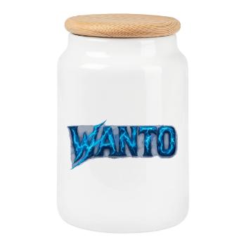 Wanto Blitz Design – Energetic Look - Cookie Jar with Wooden Lid - white - Front