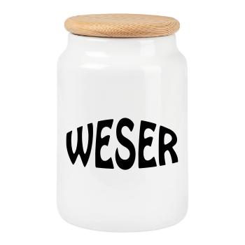 WESER - Keksdose mit Holzdeckel - Weiß - Vorne