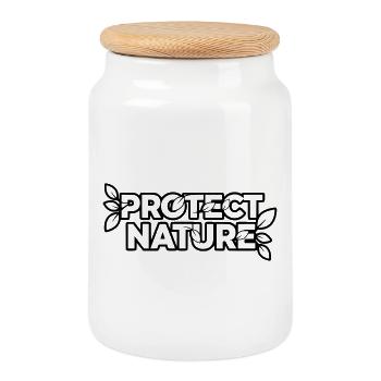 Protect Nature | Environmental Protection Statement Vector - Cookie Jar with Wooden Lid - white - Front