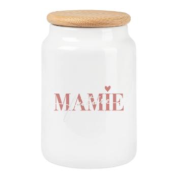 Future mamie annonce de grossesse chic et tendre - Boîte à biscuits avec couvercle en bois - blanc - Devant