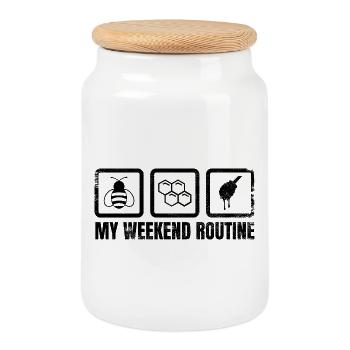 Routine de l’apiculteur - Boîte à biscuits avec couvercle en bois - blanc - Devant
