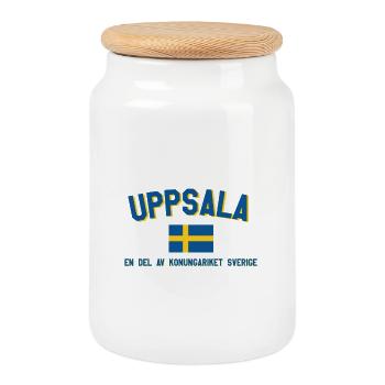Logo d’Uppsala avec drapeau - Boîte à biscuits avec couvercle en bois - blanc - Devant