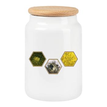 Settlers of Catan Hexagon Design - Cookie Jar with Wooden Lid - white - Front
